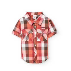 карирана,риза,детски,ризи,boboli,poplin,check,short,sleeve,shirt,multicolored,paintings,(red)