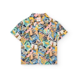 риза,с,къс,ръкав,детски,ризи,boboli,poplin,printed,short,sleeve,shirt,multicolor,(printed,postcards)