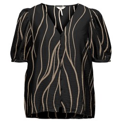 дамски,блузи,дамски,ризи,object,jacira,short,sleeve,blouse,black,sandshell,wavy,lines,(black)