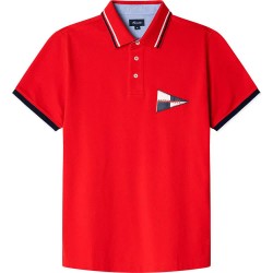 мъжки,блузи,с,яка,façonnable,chest,coll,print,short,sleeve,polo,poster,red,(red)