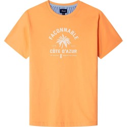 тениска,мъжки,тениски,façonnable,front,palm,print,short,sleeve,t,shirt,orange