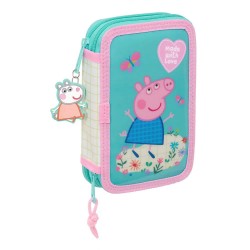 канцеларски,принадлежности,safta,double,filled,peppa,pig,pretty,flowers,pencil,case,28,pieces,blue,(multicolor)