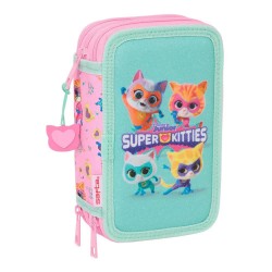 канцеларски,принадлежности,safta,triple,filled,superkitties,pencil,case,37,pieces,blue,pink,(multicolor)