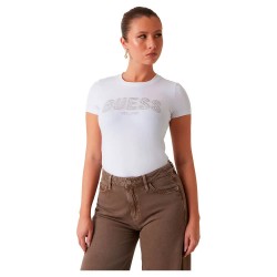тениска,дамски,тениски,guess,cn,logo,lace,short,sleeve,t,shirt,white
