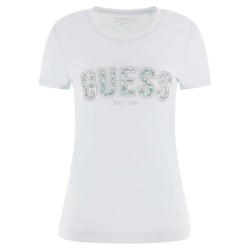 тениска,дамски,тениски,guess,cn,logo,lace,short,sleeve,t,shirt,white