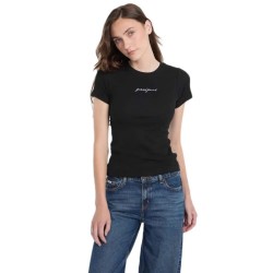 тениска,дамски,тениски,guess,jeans,gj,sl,cn,embro,slim,rib,short,sleeve,t,shirt,black,(jet,black,a996)