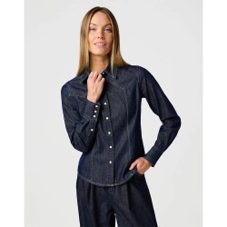 риза,с,дълъг,ръкав,дамски,блузи,дамски,ризи,wrangler,exag,yoke,long,sleeve,shirt,saddle,(blue)