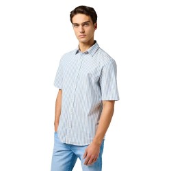 риза,с,къс,ръкав,мъжки,ризи,wrangler,shirt,short,sleeve,shirt,pacific,stripe,(blue)