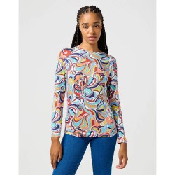 тениска,дамски,тениски,wrangler,slim,long,sleeve,t,shirt,latigo,print,(multicolor)