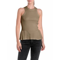 тениска,дамски,тениски,replay,dk3856.000.g23778,sleeveless,t,shirt,light,military,(brown)