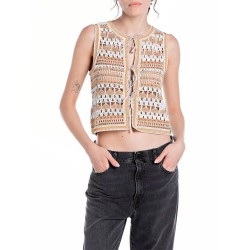 потник,дамски,пуловери,дамски,плетени,дрехи,replay,dk3862.000.g23782,knitted,vest,beige,(white,beige,natural)