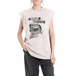 тениска,дамски,тениски,replay,w3409a.000.2660,sleeveless,t,shirt,butter,white,(white)
