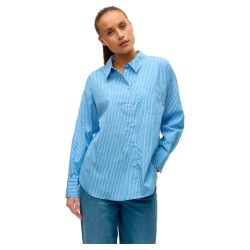 риза,с,дълъг,ръкав,дамски,блузи,дамски,ризи,vero,moda,parina,loose,stripe,long,sleeve,shirt,provence,snow,white,(blue)