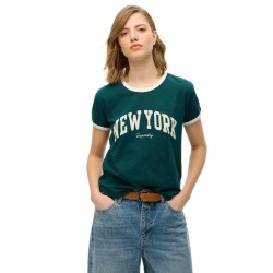 тениска,дамски,тениски,superdry,ath,ess,ringer,fitted,short,sleeve,t,shirt,green,(dark,pine,green)