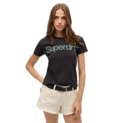 тениска,дамски,тениски,superdry,core,logo,city,fitted,short,sleeve,t,shirt,vulcan,black,(black)