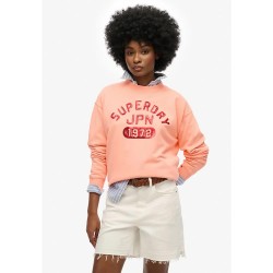 блуза,дамски,блузи,superdry,embellished,varsity,loose,sweatshirt,peach,amber,(orange)