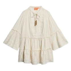 рокля,дамски,поли,и,рокли,superdry,ibiza,tiered,long,sleeve,short,dress,beige