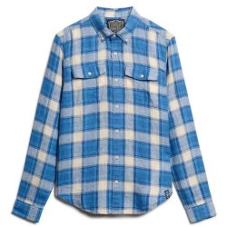 карирана,риза,мъжки,ризи,superdry,merchant,linen,check,long,sleeve,shirt,blue,ombre,check,(blue)