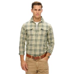 карирана,риза,мъжки,ризи,superdry,merchant,linen,check,long,sleeve,shirt,green,check,(green)
