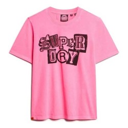 тениска,дамски,тениски,superdry,punk,poster,relaxed,short,sleeve,t,shirt,pink,(fluro,pink)