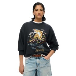 блуза,дамски,блузи,superdry,suika,embroidered,loose,sweatshirt,black,(black)