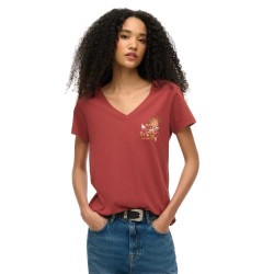 тениска,дамски,тениски,superdry,suika,metallic,relaxed,vee,short,sleeve,t,shirt,new,port,red,(red)