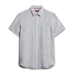 риза,с,къс,ръкав,мъжки,ризи,superdry,vacation,linen,short,sleeve,shirt,navy,ticking,linen,(grey)