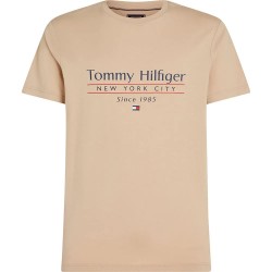 тениска,мъжки,тениски,tommy,hilfiger,center,stack,short,sleeve,t,shirt,sandalwood,(beige)