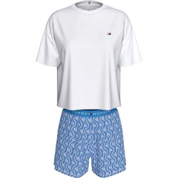 пижама,дамски,пижами,tommy,hilfiger,uw0uw05760,short,sleeve,pyjama,white,flower,blue,(white,blue)