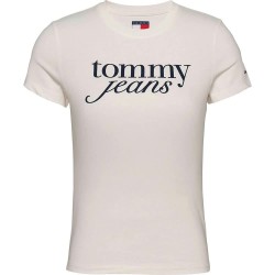 тениска,дамски,тениски,tommy,jeans,essential,logo,short,sleeve,t,shirt,beige,(ancient,white)