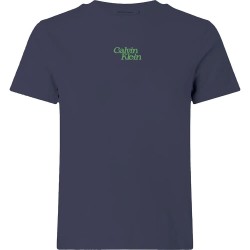 тениска,дамски,тениски,calvin,klein,jeans,flocked,logo,short,sleeve,t,shirt,baritone,blue,(blue)