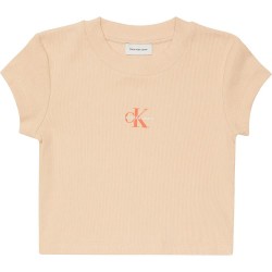 бебешка,тениска,дамски,тениски,calvin,klein,jeans,monogram,baby,short,sleeve,t,shirt,beige