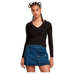 Тениска G-Star Slim Rib Long Sleeve V Neck T-Shirt - Black (Dark Black) тениска,дамски,тениски,g,star,slim,rib,long,sleeve,v,neck,t,shirt,black,(dark,black)