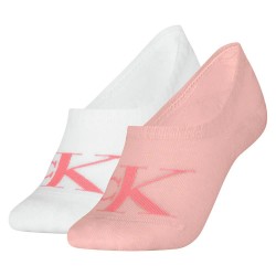 чорапи,дамски,чорапи,calvin,klein,jeans,high,cut,monogram,no,show,socks,2,pairs,white,pink,(peach)