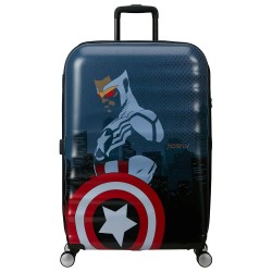 куфари,american,tourister,wavebreaker,disney,spinner,77,28,tsa,96l,trolley,bag,captain,america,city,(blue)