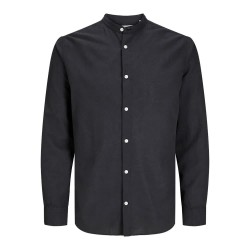 риза,с,дълъг,ръкав,мъжки,ризи,jack,&,jones,breeze,linen,blend,band,long,sleeve,shirt,black