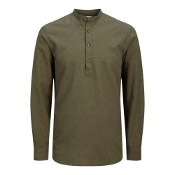 риза,с,дълъг,ръкав,мъжки,ризи,jack,&,jones,summer,half,placket,long,sleeve,shirt,green,(dusty,olive)