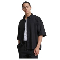 Риза с къс ръкав Urban classics TB6608 Linen short sleeve shirt - Black (Black) риза,с,къс,ръкав,дамски,ризи,мъжки,ризи,urban,classics,tb6608,linen,short,sleeve,shirt,black,(black)