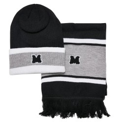 шал,всички,шапки,urban,classics,college,team,with,scarf,beanie,black,(black,heather,grey,white)