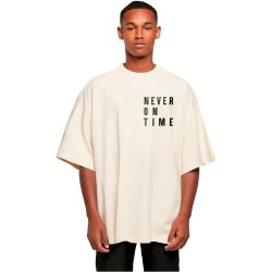 Тениска Mister tee Never On Time Huge short sleeve T-shirt - Beige (White Sand) тениска,мъжки,тениски,дамски,тениски,mister,tee,never,on,time,huge,short,sleeve,t,shirt,beige,(white,sand)