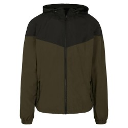 яке,мъжки,якета,build,your,brand,2,tone,tech,windrunner,jacket,green,(black,dark,olive)
