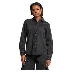 риза,с,дълъг,ръкав,дамски,блузи,дамски,ризи,urban,classics,denim,long,sleeve,shirt,black