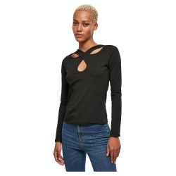 тениска,дамски,тениски,urban,classics,crossed,cut,out,long,sleeve,t,shirt,black