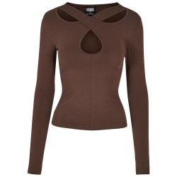 тениска,дамски,тениски,urban,classics,crossed,cut,out,long,sleeve,t,shirt,brown,(brown)