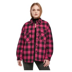 дамски,блузи,дамски,ризи,urban,classics,flannel,lace,up,shirt,wild,violet,black,(pink)