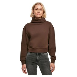 блуза,дамски,блузи,urban,classics,organic,short,high,neck,sweatshirt,brown