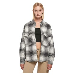 карирана,риза,дамски,блузи,дамски,ризи,urban,classics,oversized,check,long,sleeve,shirt,white,sand,black,(grey)