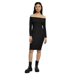 рокля,дамски,поли,и,рокли,urban,classics,off,shoulder,rib,long,sleeve,dress,black,(black)