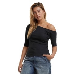 тениска,дамски,тениски,urban,classics,organic,asymmetric,rib,short,sleeve,t,shirt,2,units,black,white,(black)