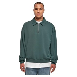 блуза,мъжки,пуловери,urban,classics,shirt,collar,half,zip,sweatshirt,green,(bottle,green)